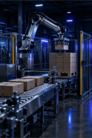 Palletiser, wrapper and elevator — one machine